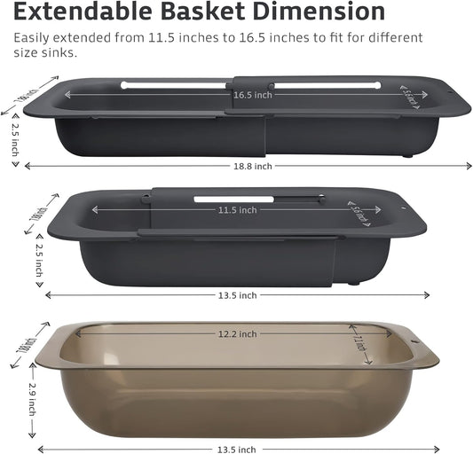 Adjustable Over the Sink Strainer Colander Basket Set with Bowl - Versatile Kitchen Tool for Washing and Draining