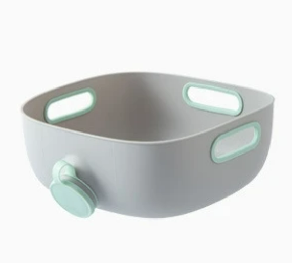 Versatile Kitchen Gadget: Green Gray Multifunctional Drain Basket for Fruits, Vegetables, Grains, and Rice Washing