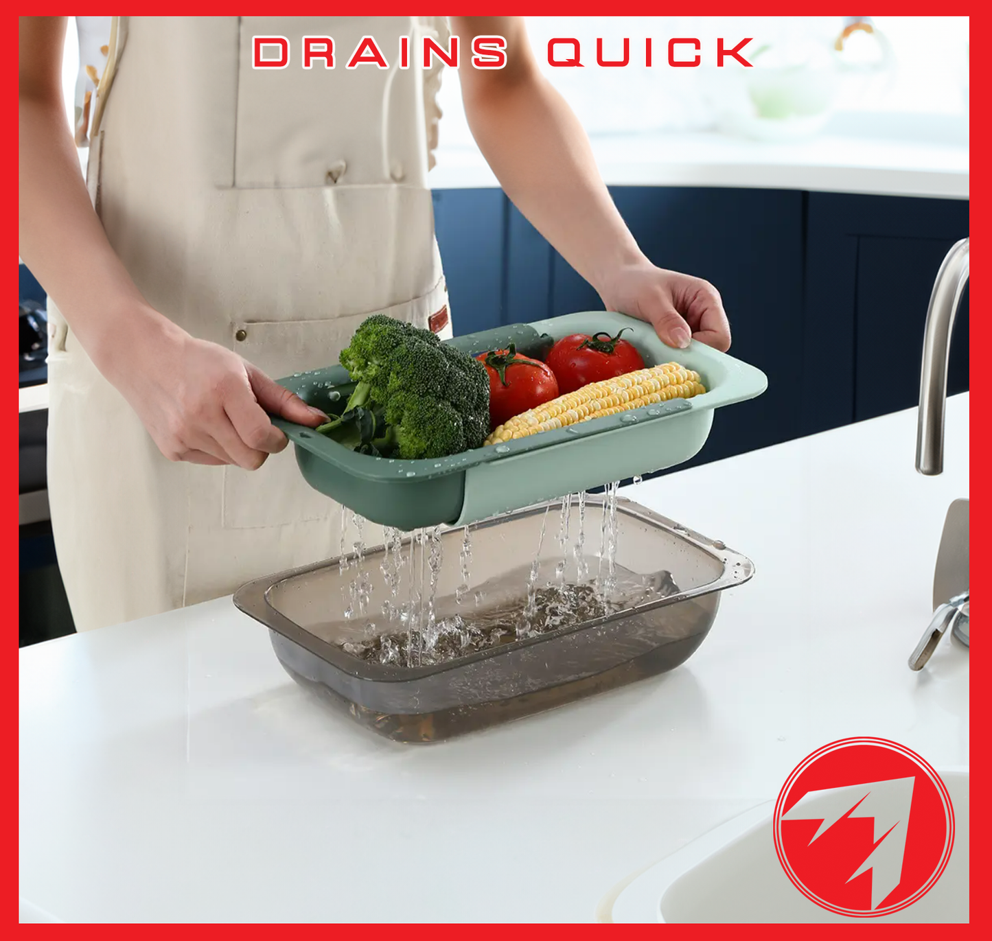 Adjustable Over the Sink Strainer Colander Basket Set with Bowl - Versatile Kitchen Tool for Washing and Draining